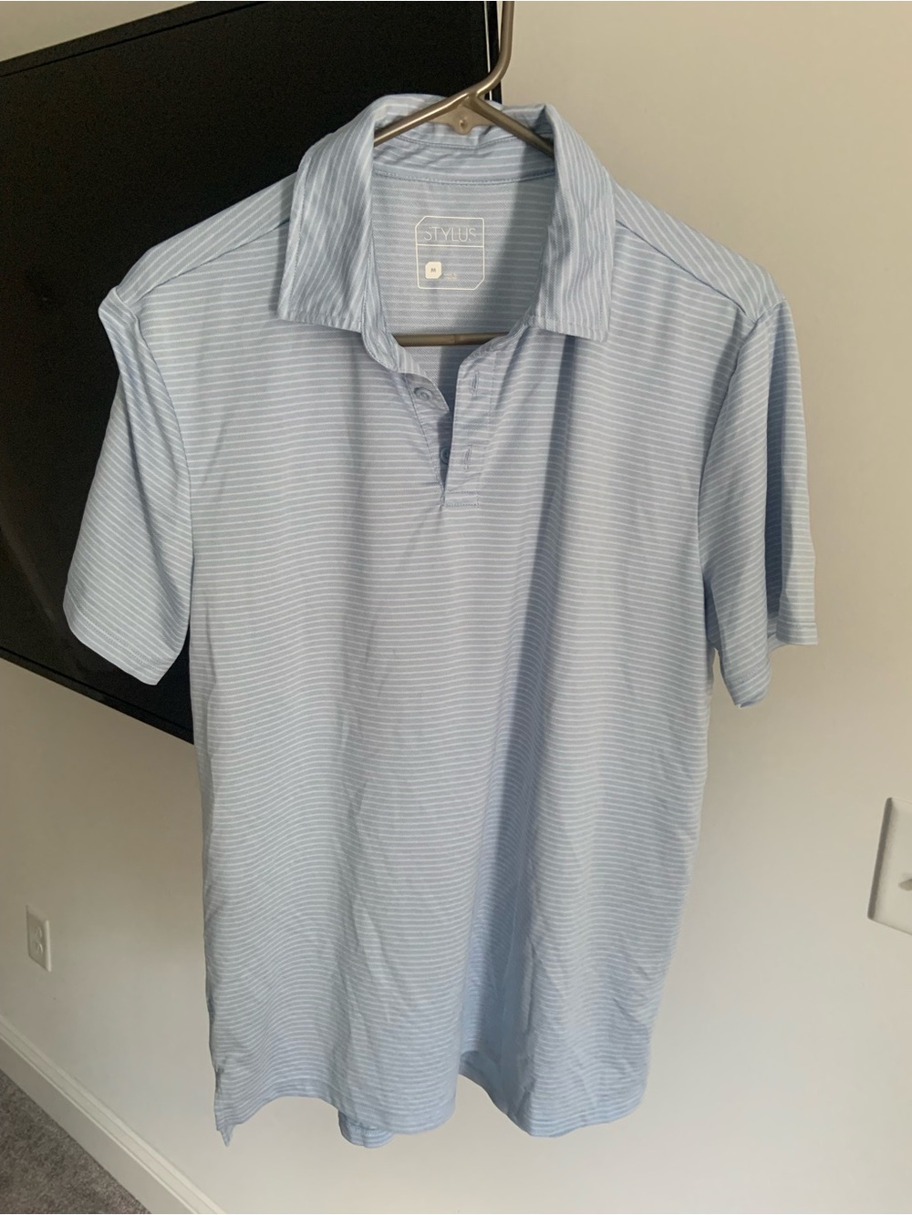 Stylus Men's Light Blue Striped Polo Shirt